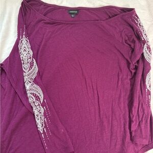 Torrid Off the Shoulder Purple Women's Top with White Accents